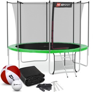 Trampolína 10ft zelená s vnitřní ochrannou sítí  - 4 podpůrné tyče Hop-Sport