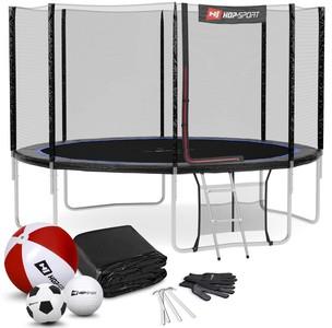 Trampolína 12 ft (366 cm) s vnější ochrannou sítí Černo/ modrá Hop-Sport