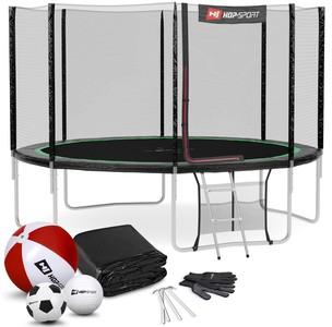 Trampolína 12 ft (366 cm) s vnější sítí Černo / zelená Hop-Sport