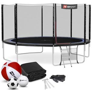 Trampolína 14 ft (427 cm) s vnější sítí Černo/modrá Hop-Sport